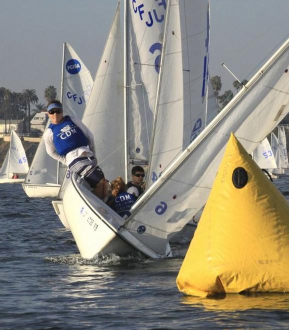 Corona del Mar roll-tacks to round the windward mark  - 29th Annual Rose Bowl Regatta 2013 © Rich Roberts